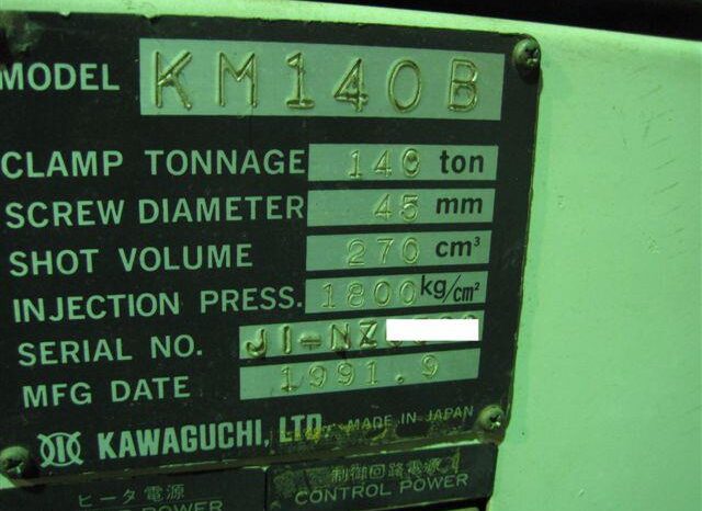 
								KAWAGUCHI KM140B Injection Molding Machine full									